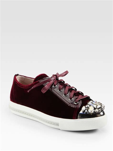 miu miu jewel velvet sneaker|Sneakers For Women .